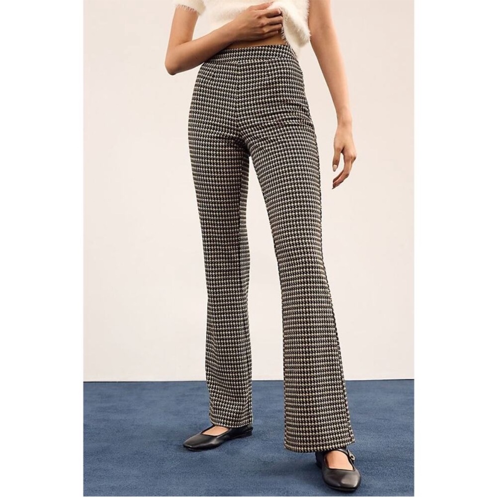 NWOT Anthropologie Sanctuary Brown Ivory Houndstooth Casual Knit Flare